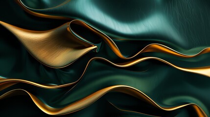 Naklejka premium wallpaper wave liquid green gold black luxury, 16:9, HD golden, elegant, emerald, modern, decoration, blue, graphic, banner, fashion, marbling