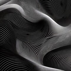 Black abstract background design. Modern wavy line pattern (guilloche curves) in monochrome colors. Premium stripe texture for banner, business backdrop.
