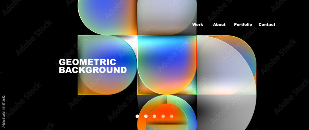 Poster bright colorful squares with round elements minimal geometric background. vector illustration for wa
