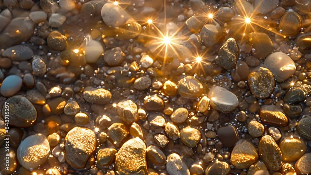 Poster as the sun shines overhead the pebbles glitter and gleam creating a sparkling and mesmerizing sight 
