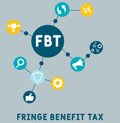FBT - Fringe Benefit Tax acronym. business concept background. vector illustration concept with keywords and icons. lettering illustration with icons for web banner, flyer, landing pag