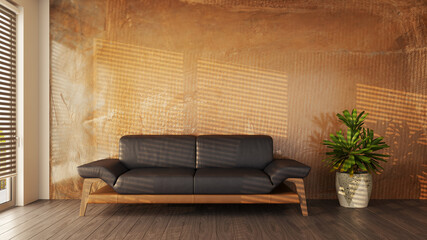 Large luxury modern bright interiors Living room mockup illustration 3D rendering image