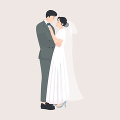 Young Couple Wedding Handdrawn Illustration