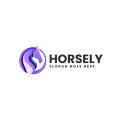 Vector Logo Illustration Horse Gradient Colorful Style