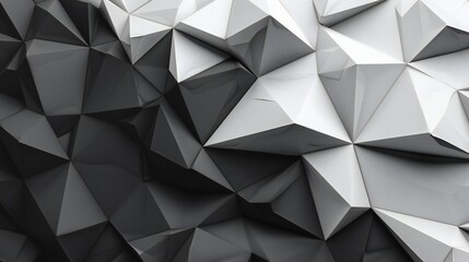 Obraz premium Pristine canvas adorned with bold low poly shapes in contrasting black and white, creating a striking visual impact.