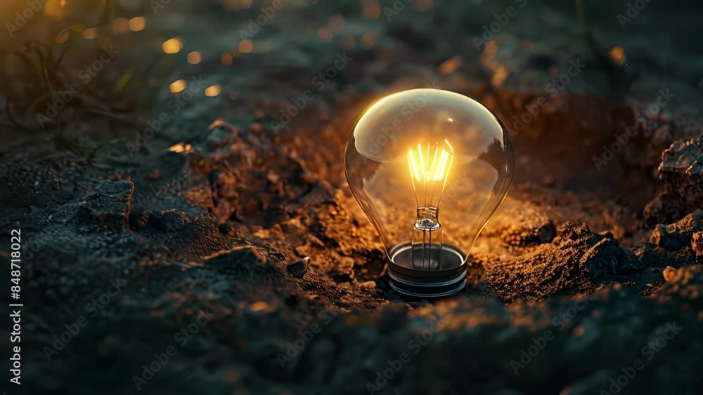 Poster a virtual sinkhole engulfs a lightbulb demonstrating the potential for energyconsuming mining practi