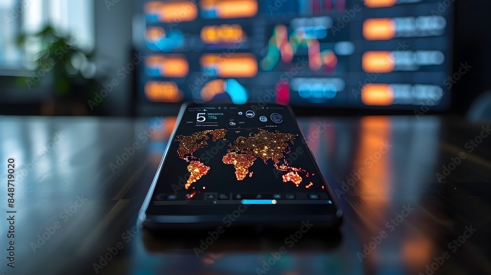 Aufkleber vibrant smartphone usage statistics infographic showcasing global user data and trends