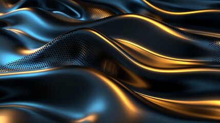 Naklejka premium Sinuous 3D Surfaces gold blue, black, abstract, golden, backdrop, background, gold, yellow, wallpaper, texture, surface, luxury, 