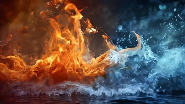 A Wave of Water Clashing With Fire Concept Art