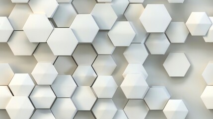 Naklejka premium Elegant 3D honeycomb pattern against a neutral backdrop, each hexagon precisely aligned.