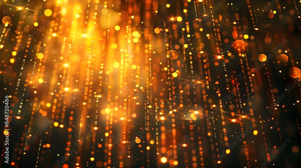 Poster striking cascade of digital code and glowing elements in high contrast digital art