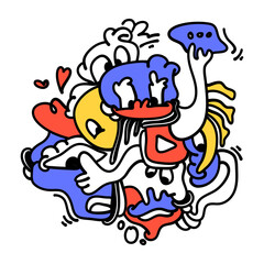 Doodle Abstract Social Media. This doodle is perfect for use as an illustration for a variety of content, such as blogs, websites, social media, and marketing materials.