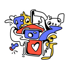Doodle Abstract Social Media. This doodle is perfect for use as an illustration for a variety of content, such as blogs, websites, social media, and marketing materials.