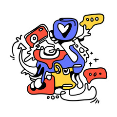 Doodle Abstract Social Media. This doodle is perfect for use as an illustration for a variety of content, such as blogs, websites, social media, and marketing materials.