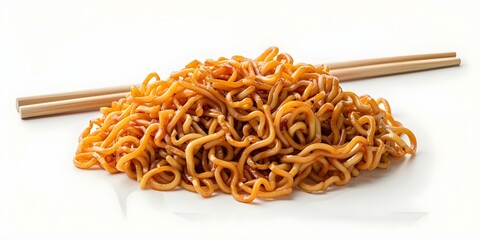 Yakisoba Noodles An Isolated Display of Asian Cuisine Crafted with Technology. Concept Asian Cuisine, Yakisoba Noodles, Isolated Display, Culinary Art, Technology Crafted