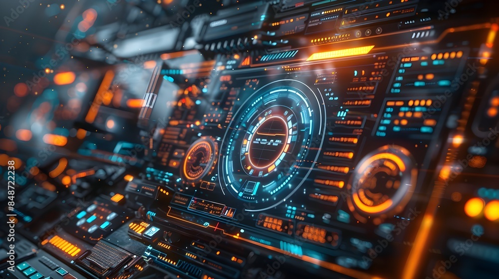 Aufkleber futuristic virtual security interface with holographic cybersecurity features