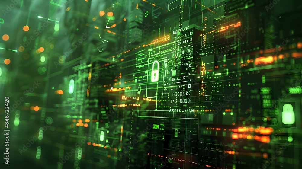 Aufkleber digital of internet security concepts with locks and shields for online safety