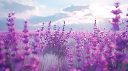 Obraz premium A beautiful field of lavender flowers swaying in the breeze