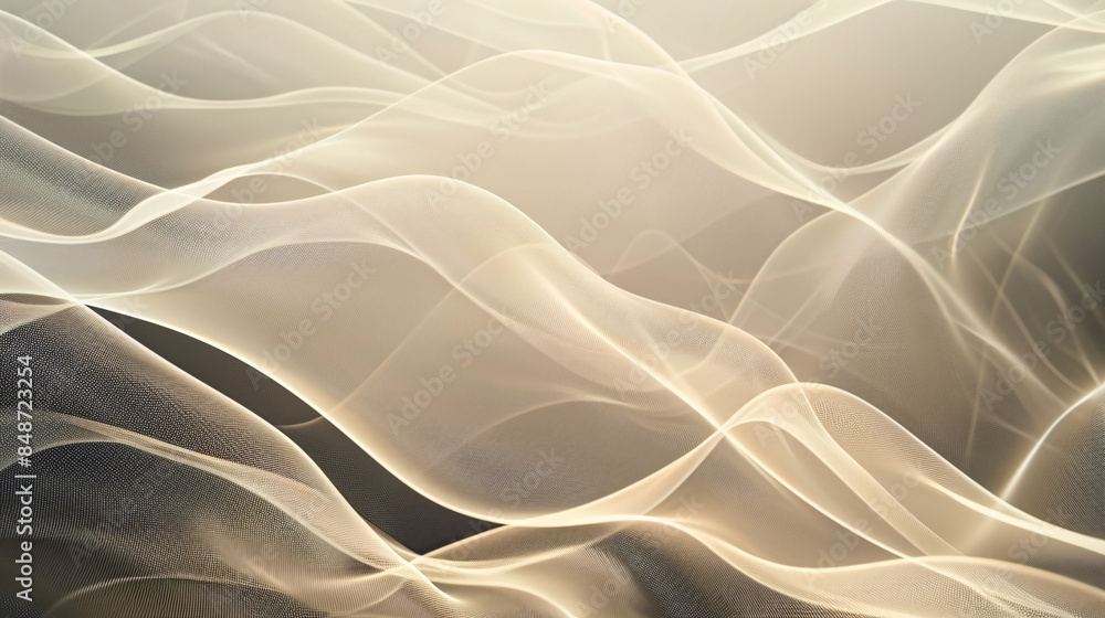 Poster Abstract computer-generated image featuring a flowing fabric-like pattern with a gradient of soothing colors and intricate details