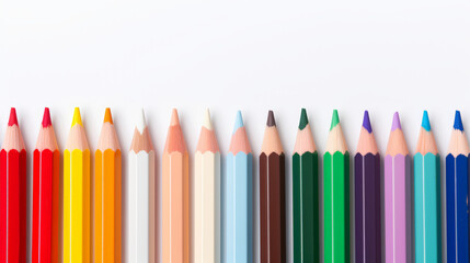 color pencils isolated on a white background, Painting ,crativeม an artist