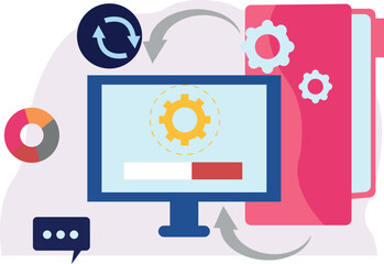 Data is transferring from mobile to monitor.
