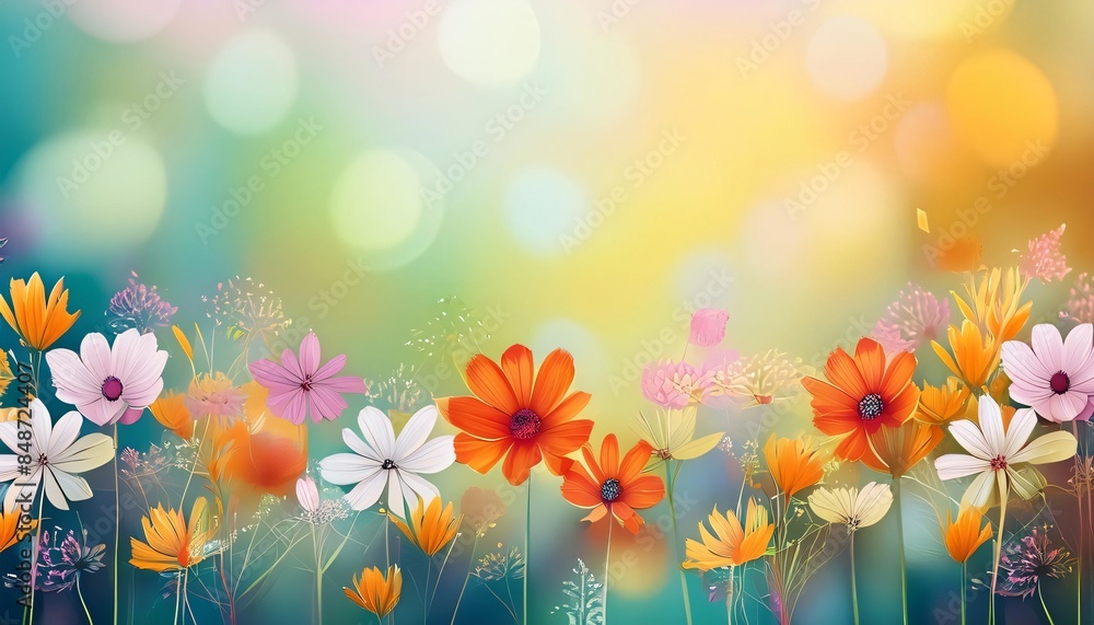 Poster stunning array of flowers is forming a vibrant and colorful backdrop in nature