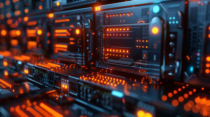 Naklejka premium 3D illustration showcasing the interconnected components of a modern data center