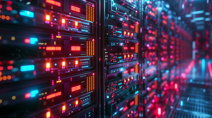Obraz premium Complexity of data center operations shown in a detailed 3D model