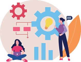 The girls are working on system ideas.