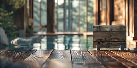 mockup photo of room window facing the forest, villa atmosphere, cottage, elegant natural atmosphere, for spa and beauty products