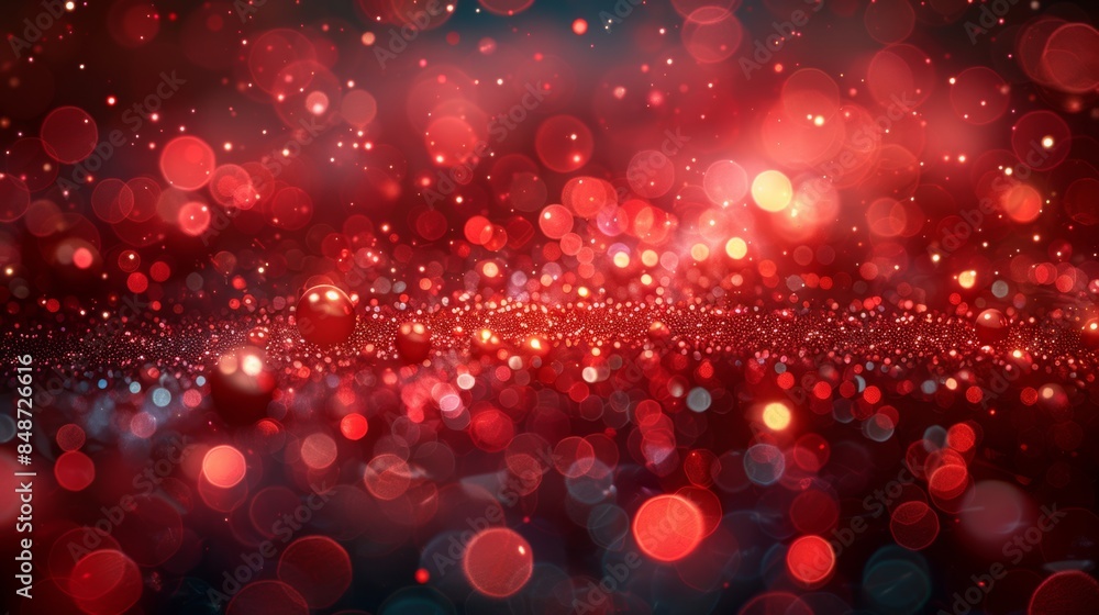 Poster abstract wave with soft red glowing bokeh light background.