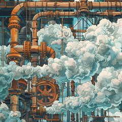 Industrial Machine with Steam