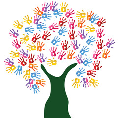 Human hand tree for culture diversity concept vector illustration