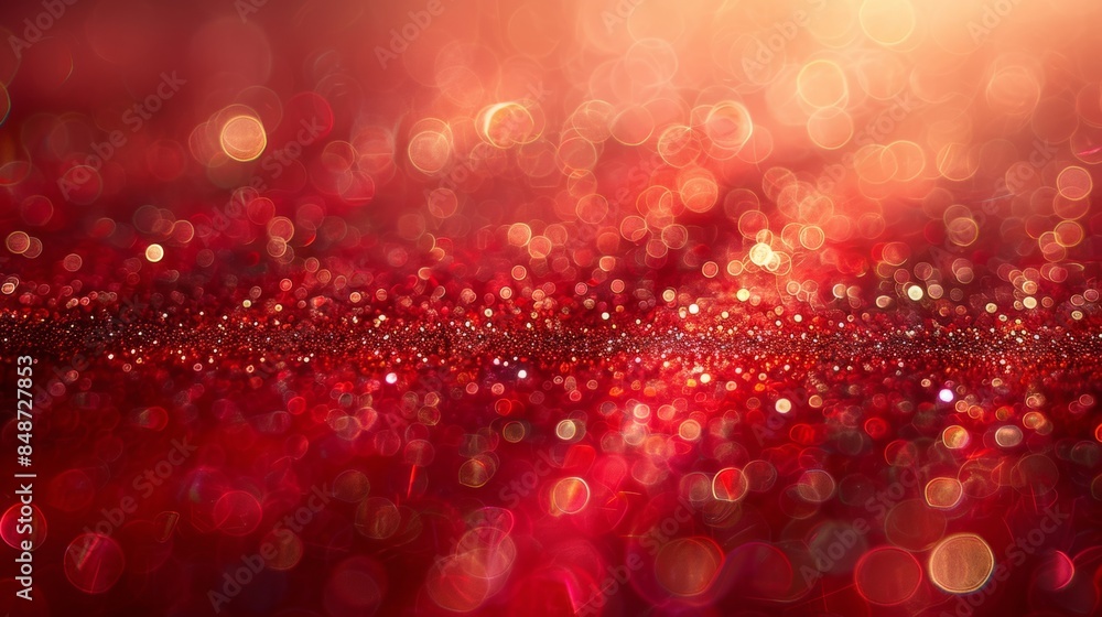 Poster abstract wave with soft red glowing bokeh light background.