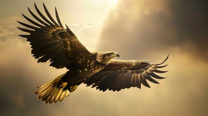 Naklejka premium A majestic eagle soaring in the sky