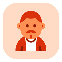 Editable man with buzz haircut and mustache avatar vector icon. User, profile, identity, persona. Part of a big icon set family. Perfect for web and app interfaces, presentations, infographics, etc