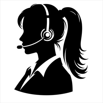recommend clip art: Call center woman silhouette vector with a headset microphone, IT support, customer service, customer support, call center