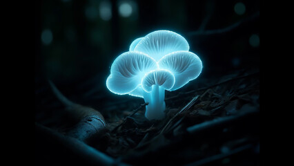 bioluminescent Ghost mushroom (Omphalotus nidiformis) in South West Sydney, Australia.