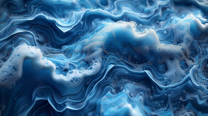 Naklejka premium Generative art, underwater world, marine patterns, blue tones, fluid dynamics