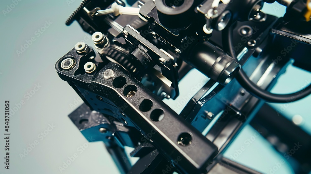 Poster macro shot of a diver's camera rig, showing complex mounting and adjustment mechanisms.
