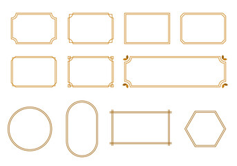 Vintage frame, gold border, thin square elements. Decorative ornament, vector illustration