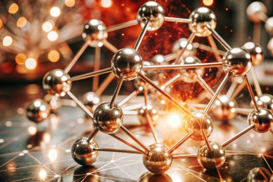 a monoatomic molecule with glowing effects or dynamic lines to illustrate its simplicity and uniqueness.