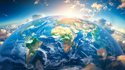 Detailed Earth Map Illustration Showing High-Resolution Flat Projection with Global Borders, Countries, and Continents in a Panoramic View 