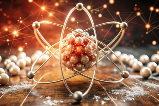 monoatomic molecule with an artistic representation of the electron cloud surrounding the nucleus
