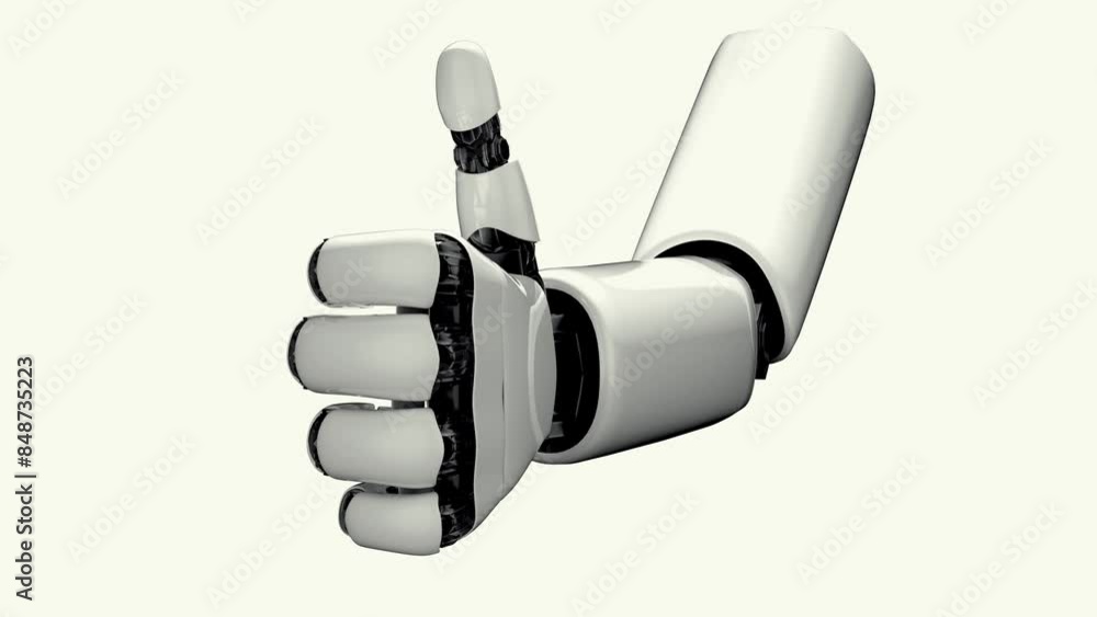 Aufkleber mlp 3d rendering robot hand action on white and green background. concept of ai artificial intellige