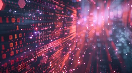 Naklejka premium Particle digital cyberspace, digital data network connection concept.cyber futuristic speed tunnel.