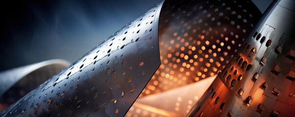 Close-Up of Perforated Metal Panels With Warm Glow