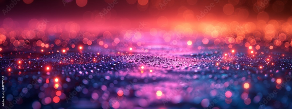 Poster abstract wave with soft colors glowing bokeh light background.