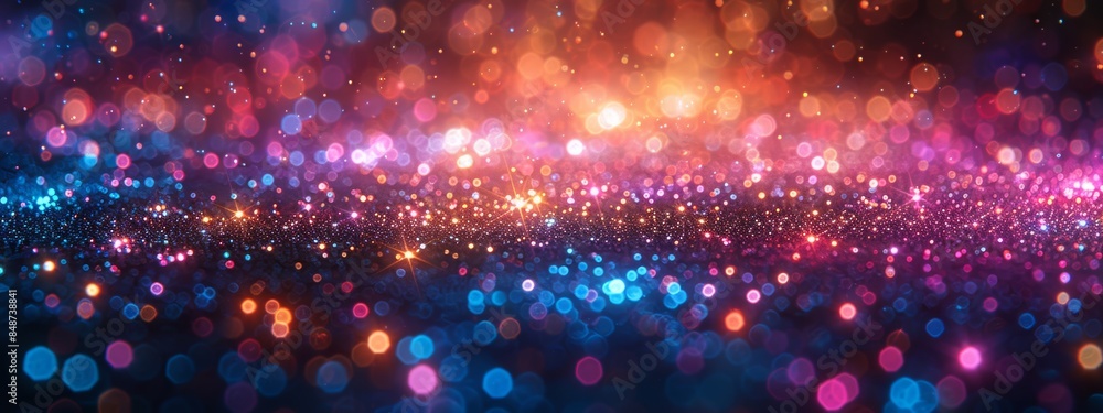 Poster abstract wave with soft colors glowing bokeh light background.