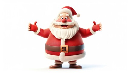 Obraz premium A lively image of Cartoon Santa standing proudly set against a clean white background